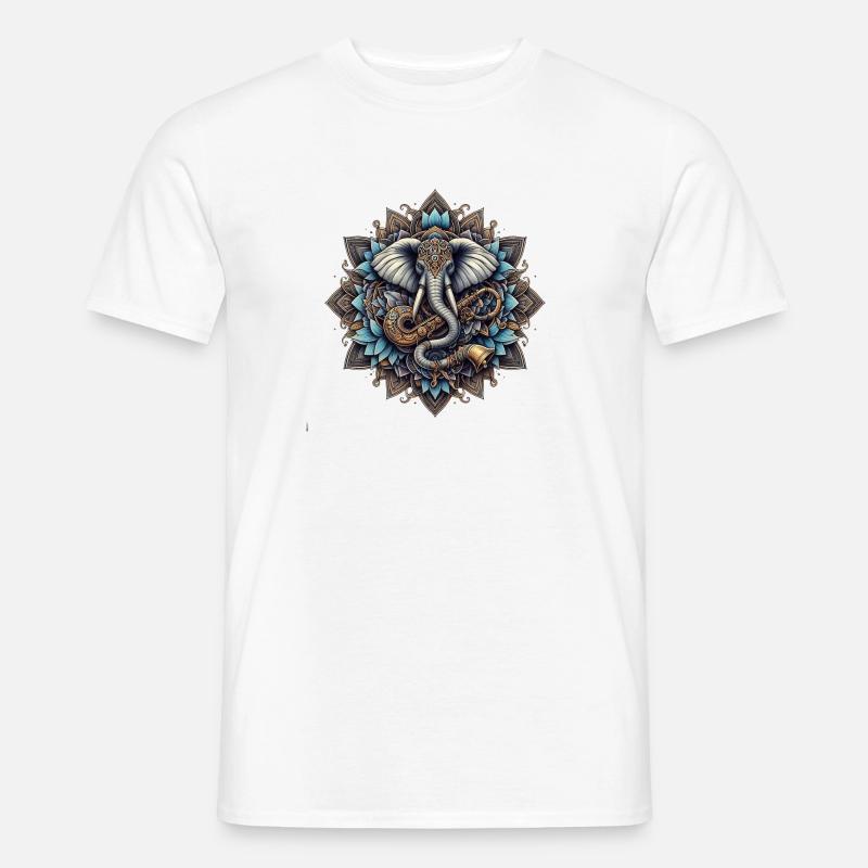 Elephant mandala in steampunk style - Men's T-Shirt - white