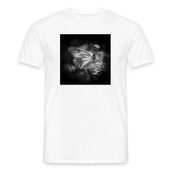 Schmetterling Nahaufnahme Poster Schwarz-Weiß - Männer T-Shirt - Weiß - Vorne - AI Model Male 178 dark (178cm)
