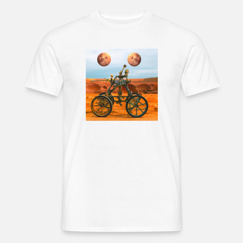 Mars rover with two moons - Men’s T-shirt - white