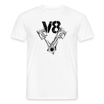 V8 Power Piston Muscle Cars Illustration Engine - Men's T-Shirt - white - Front - AI Model Male 178 dark (178cm)