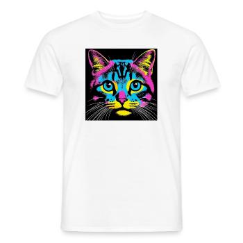 Chat Pop Art - T-shirt homme - blanc - Devant - AI Model Male 178 dark (178cm)