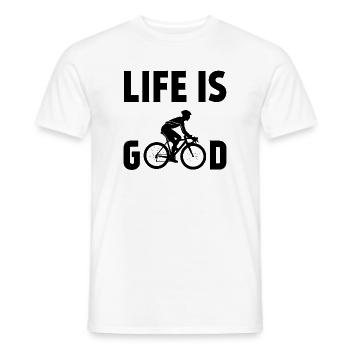 Cycling - Life is Good - Men's T-Shirt - white - Front - AI Model Male 178 dark (178cm)