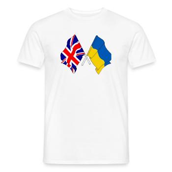 Drapeau de l’Angleterre et drapeau de l’Ukraine - T-shirt homme - blanc - Devant - AI Model Male 178 dark (178cm)