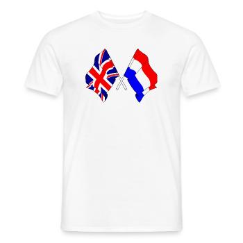 Drapeau de l’Angleterre et drapeau des Pays-Bas - T-shirt homme - blanc - Devant - AI Model Male 178 dark (178cm)