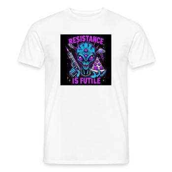 Galaktische Rebellion: Widerstand ist zwecklos - Männer T-Shirt - Weiß - Vorne - AI Model Male 178 dark (178cm)
