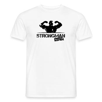 strongman sport logo symbol weight training fitness - Men's T-Shirt - white - Front - AI Model Male 178 dark (178cm)