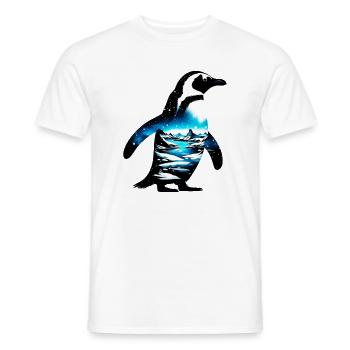 Decorated penguin painted with arctic landscape - Men's T-Shirt - white - Front - AI Model Male 178 dark (178cm)