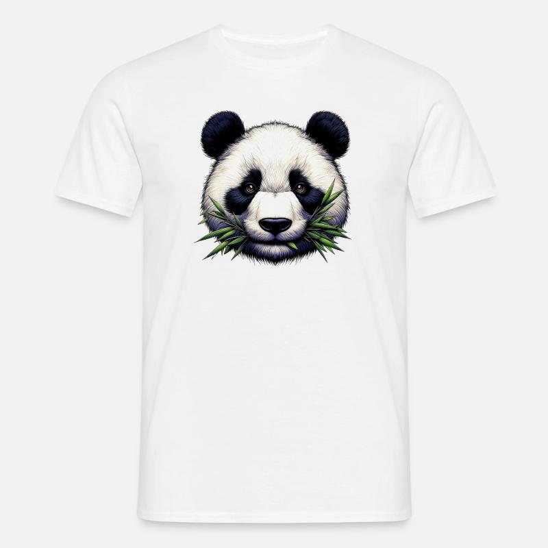 Panda spiser bambus og blade - T-shirt til herrer - hvid