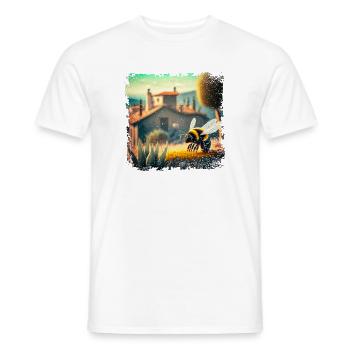 Paysage méditerranéen ensoleillé et une abeille - T-shirt homme - blanc - Devant - AI Model Male 178 dark (178cm)