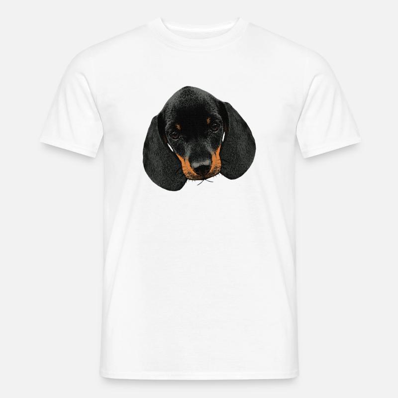Hunde mädchen, Dackel welpe Kopf - Männer T-Shirt - Weiß