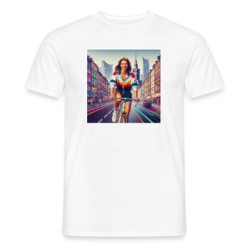 Varsovie Cyclisme Retro Girl Style iconique des années 80 - T-shirt homme - blanc - Devant - AI Model Male 178 dark (178cm)