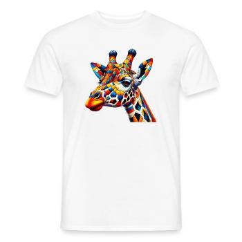 Girafe colorée et peinte comme Arlequin - T-shirt homme - blanc - Devant - AI Model Male 178 dark (178cm)