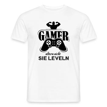 Gamer fitness dictons drôles Mise à niveau de la manette - T-shirt homme - blanc - Devant - AI Model Male 178 dark (178cm)