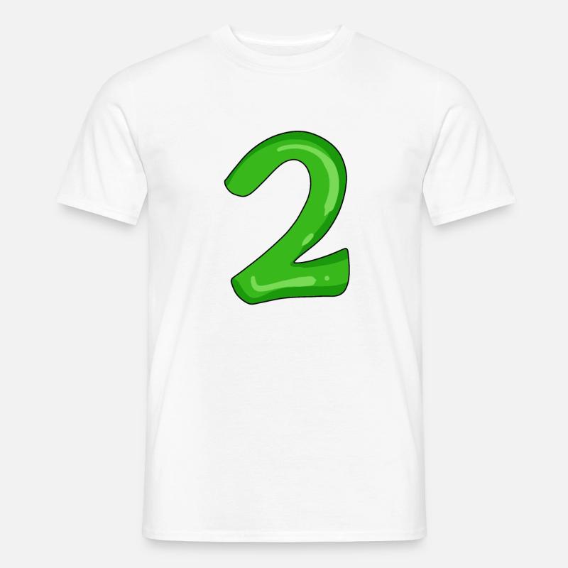 Zwei - 2 - Nummer Zahl - Männer T-Shirt - Weiß
