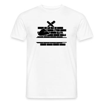 Clou et truelle joints avec le mur - T-shirt homme - blanc - Devant - AI Model Male 178 dark (178cm)