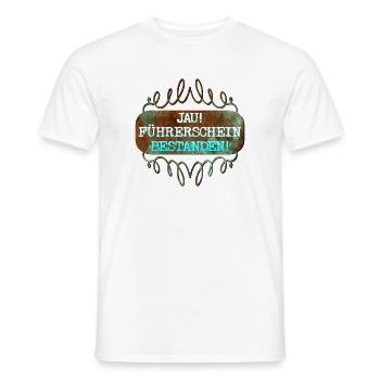 GLÜCKWUNSCH FÜHRERSCHEIN BESTANDEN - Männer T-Shirt - Weiß - Vorne - AI Model Male 178 dark (178cm)