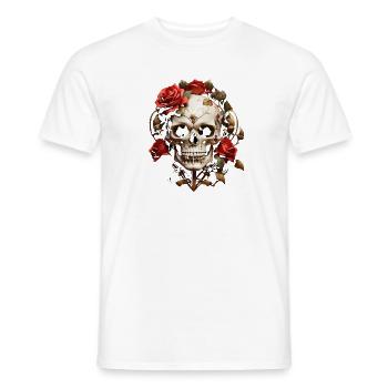 Rose Red Skull Wreath - Men's T-Shirt - white - Front - AI Model Male 178 dark (178cm)