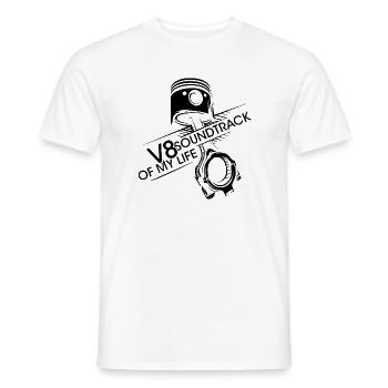 V8 Kolben Soundtrack Motor musclecar Musik icon - Männer T-Shirt - Weiß - Vorne - AI Model Male 178 dark (178cm)
