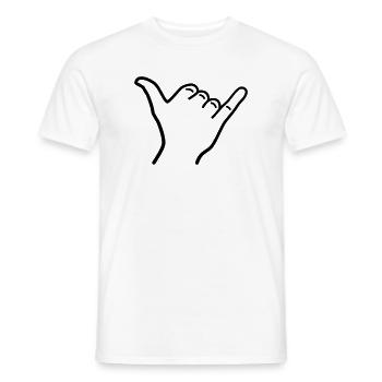 Shaka Hand Icon Outline Surfing Hawaii Greeting - Men's T-Shirt - white - Front - AI Model Male 178 dark (178cm)