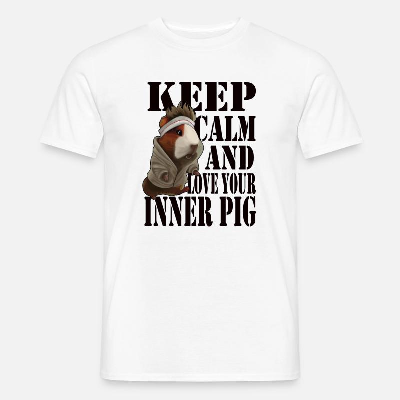 Keep Calm and Love Your Inner Pig - Männer T-Shirt - Weiß