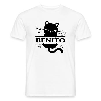 Benito T-Shirt T-Shirt Katze Katze Geschenkidee - Männer T-Shirt - Weiß - Vorne - AI Model Male 178 dark (178cm)