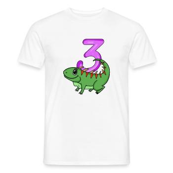 Motif 3ème anniversaire Iguane - Trois ans - T-shirt homme - blanc - Devant - AI Model Male 178 dark (178cm)