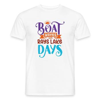 Boot Wellen Sonnenstrahlen See Tage - Männer T-Shirt - Weiß - Vorne - AI Model Male 178 dark (178cm)