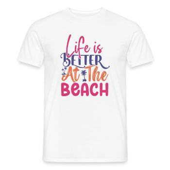 Life is Better at the Beach - Men's T-Shirt - white - Front - AI Model Male 178 dark (178cm)