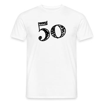 50. 50 YEARS. 50th ANNIVERSARY. 50TH ANNIVERSARY. - Men's T-Shirt - white - Front - AI Model Male 178 dark (178cm)