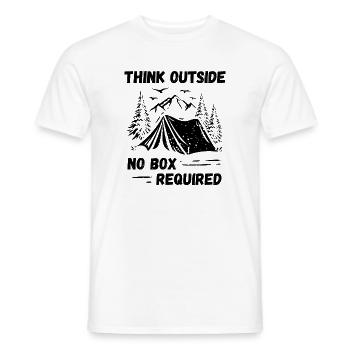 Camping, Randonnée, Forêt - Pensez à l’extérieur - T-shirt homme - blanc - Devant - AI Model Male 178 dark (178cm)
