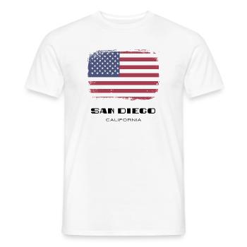 San Diego, Californie, États-Unis - T-shirt homme - blanc - Devant - AI Model Male 178 dark (178cm)
