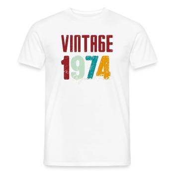 Vintage 1974 Partie originale - T-shirt homme - blanc - Devant - AI Model Male 178 dark (178cm)