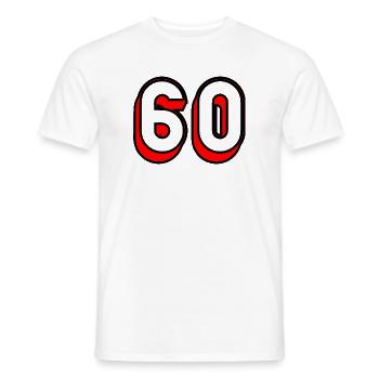 60. 60 ANS. 60e ANNIVERSAIRE. ANNIVERSAIRE 60 ANS. - T-shirt homme - blanc - Devant - AI Model Male 178 dark (178cm)