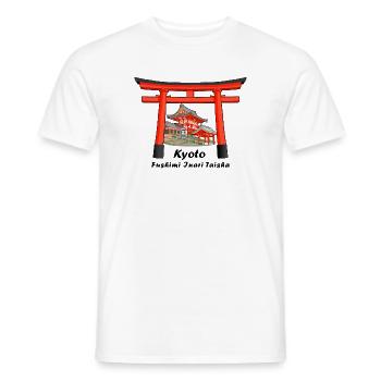 Kyoto, Japan, Fushimi Inari Taisha Hand Drawing - Men's T-Shirt - white - Front - AI Model Male 178 dark (178cm)