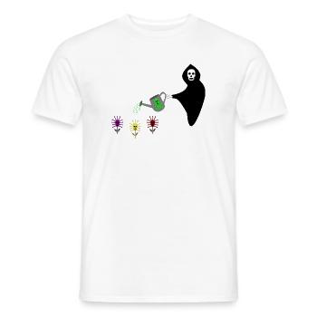 Faucheuse arrosant le jardin de Skull Flowers - T-shirt homme - blanc - Devant - AI Model Male 178 dark (178cm)