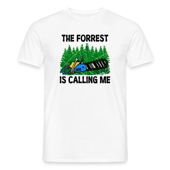 Scie boiserie bûcheron arbre déclaration forêt - T-shirt homme - blanc - Devant - AI Model Male 178 dark (178cm)