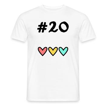 20. 20 YEARS. 20th ANNIVERSARY. 20TH ANNIVERSARY. - Men's T-Shirt - white - Front - AI Model Male 178 dark (178cm)