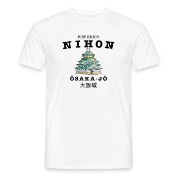 Château d’Osaka, Japon, dessin à la main - T-shirt homme - blanc - Devant - AI Model Male 178 dark (178cm)
