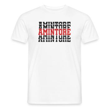 Amintore t-shirt gift t-shirt stacked text - Men's T-Shirt - white - Front - AI Model Male 178 dark (178cm)