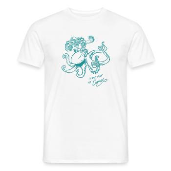 Poulpe dansant rétro vintage groovy ligne graphique - T-shirt homme - blanc - Devant - AI Model Male 178 dark (178cm)