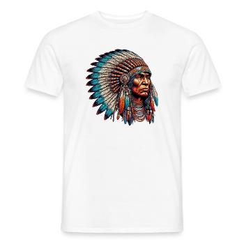Amérindien Peau rouge d’Amérique - T-shirt homme - blanc - Devant - AI Model Male 178 dark (178cm)