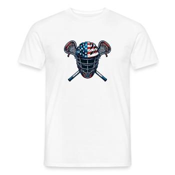 Lacrosse USA Flaggen Sport Helm - Männer T-Shirt - Weiß - Vorne - AI Model Male 178 dark (178cm)