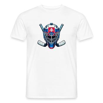 Ice Hockey Slovakia Flag Helmet Sport - Men's T-Shirt - white - Front - AI Model Male 178 dark (178cm)