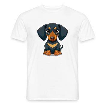 Niedliches Cartoon Dackel Welpen Shirt - Männer T-Shirt - Weiß - Vorne - AI Model Male 178 dark (178cm)
