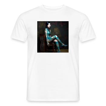 Portrait Frau 05 Tattoo - Männer T-Shirt - Weiß - Vorne - AI Model Male 178 dark (178cm)