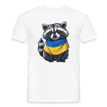 Niedlicher Waschbär mit Ukraine Halstuch - Männer T-Shirt - Weiß - Vorne - AI Model Male 178 dark (178cm)