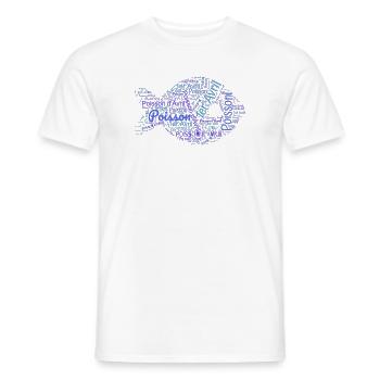 POISSON. POISSON D'AVRIL - T-shirt homme - blanc - Devant - AI Model Male 178 dark (178cm)