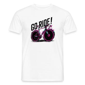 Neon Cycling Adventure Illustration - Men's T-Shirt - white - Front - AI Model Male 178 dark (178cm)