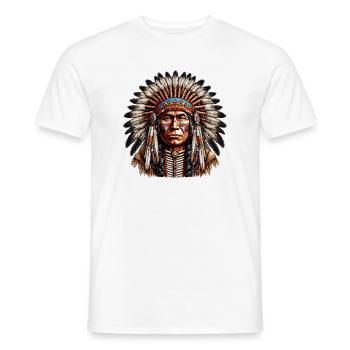 Amérindien Peau rouge d’Amérique - T-shirt homme - blanc - Devant - AI Model Male 178 dark (178cm)