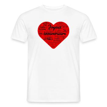 HAPPY BIRTHDAY. HAPPY BIRTHDAY. ANNIVERSARY. - Men's T-Shirt - white - Front - AI Model Male 178 dark (178cm)